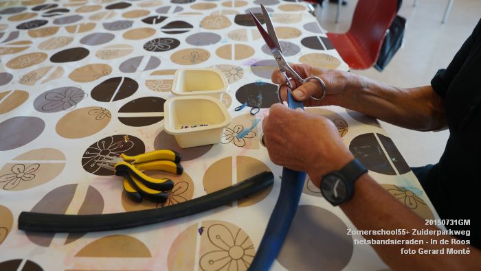 fDSC00901- Zomerschool55+ Zuiderparkweg fietsbandsieraden - In de Roos - 31juli2015 - foto GerardMontE web