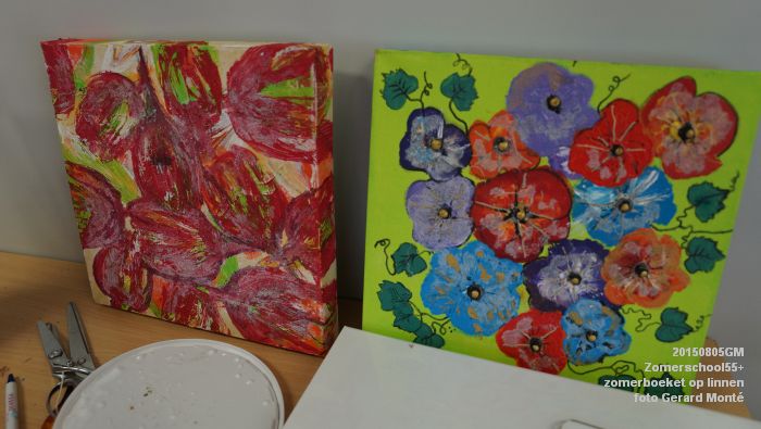 pDSC01696- Zomerschool55+ In de roos - zomerboeket op linnen - 5aug2015 - foto GerardMontE web