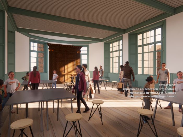 57- Impressies en ontwerpschetsen van het nieuwe Erfgoedhuis -werkplaats in het Groot Tuighuis - 26mei2021 - foto gemeente s-Hertogenbosch