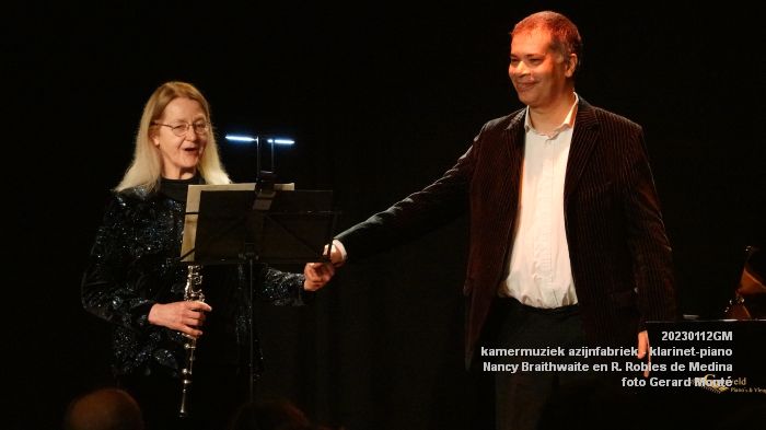 DSC07032- kamermuziek azijnfabriek -Nancy Braithwaite klarinet en Roderigo Robles de Medina piano  - 12jan2023 -  foto GerardMontE web