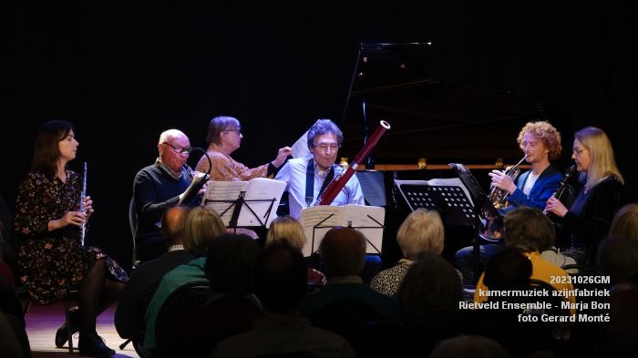 DSC06819- kamermuziek azijnfabriek - Blazers van het Rietveld Ensemble en Marja Bon piano - 26okt2023 - foto GerardMontE web
