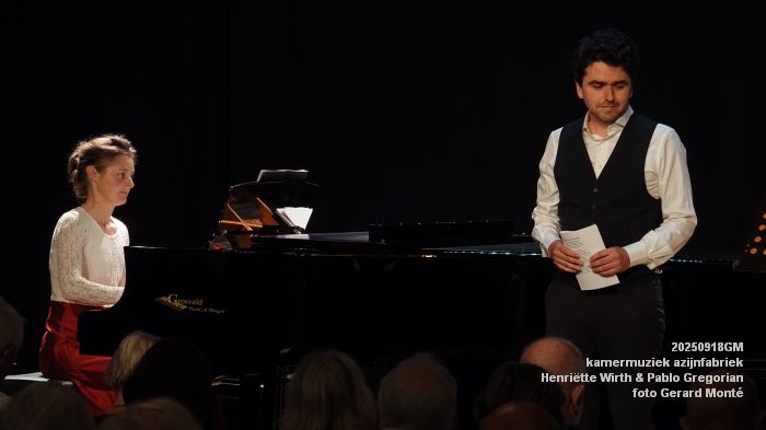DSC05554- Frans Schubert - Die schoene Muellerin - Henriette Wirth piano - Pablo Gregorian tenor - 18sep2025 -  foto GerardMontE